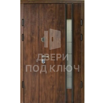 Полуторная дверь с остеклением для загородного дома ДПК-11370